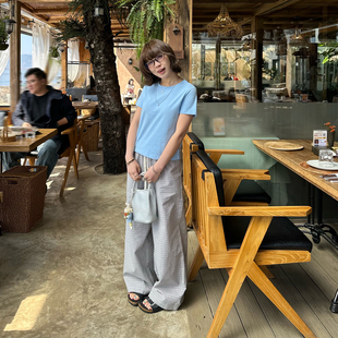 时尚 Our2 小格子裤 2026新款 女 系带百搭设计感休闲格子直筒长裤