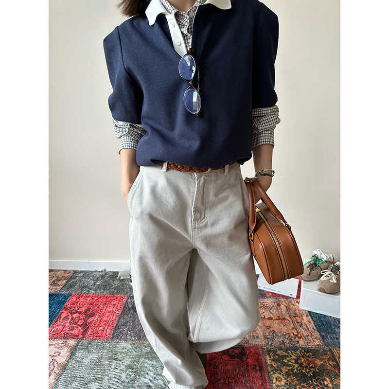 设计感圆领时尚复古小衫POLO衫