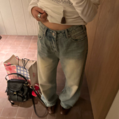 韩代洗水牛仔 设计款 2025新款 Our2 秋季 韩版 直筒百搭牛仔长裤 女