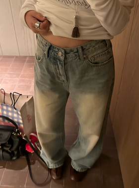 Our2【韩代洗水牛仔】2025新款秋季韩版设计款直筒百搭牛仔长裤女