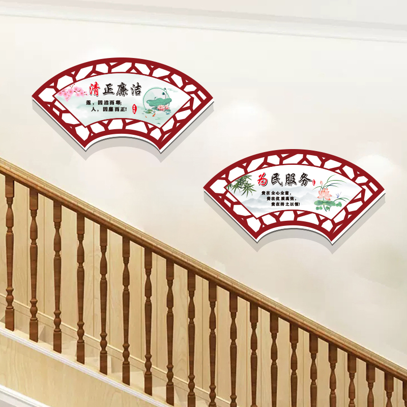 校园楼道扇形廉政文化宣传展板