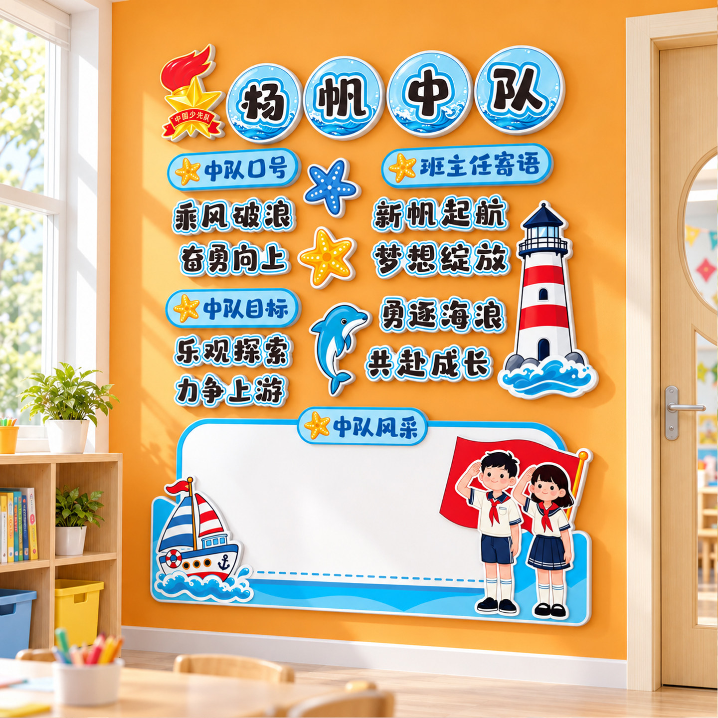 杨帆中队角主体环创卫生角图书角环创材料班级氛围文化墙贴磁吸