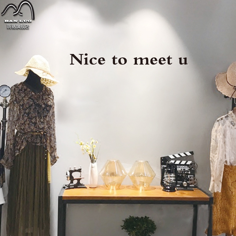nice to meet you英文文字北欧ins简约风格装饰直播室服装墙贴纸