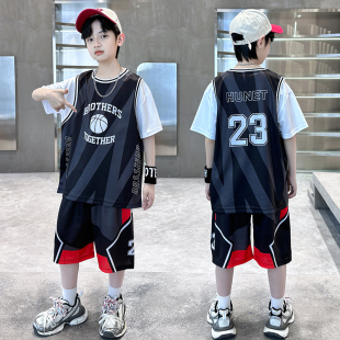 中大童男孩运动速干篮球服两件套 套装 夏季 2024新款 儿童装 男童夏装
