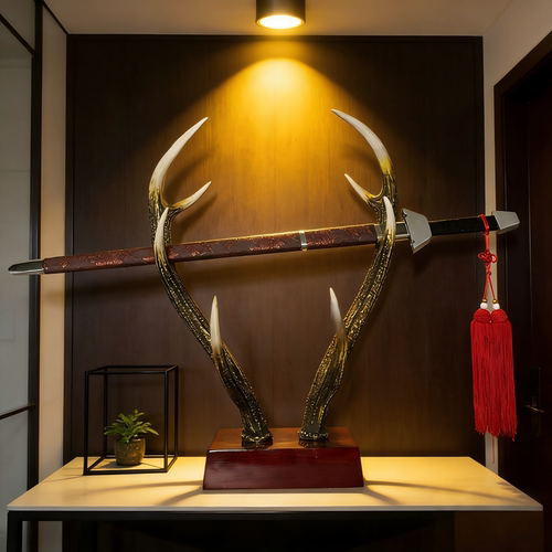 手工鹿角立式剑架玄关装饰品摆件