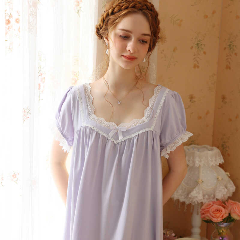 纯棉家居服花边夏款休闲宽松唯美