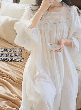 法式宫廷风纯棉睡裙春夏甜美睡衣