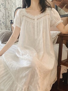 法式宫廷风纯棉睡裙夏季短袖睡衣
