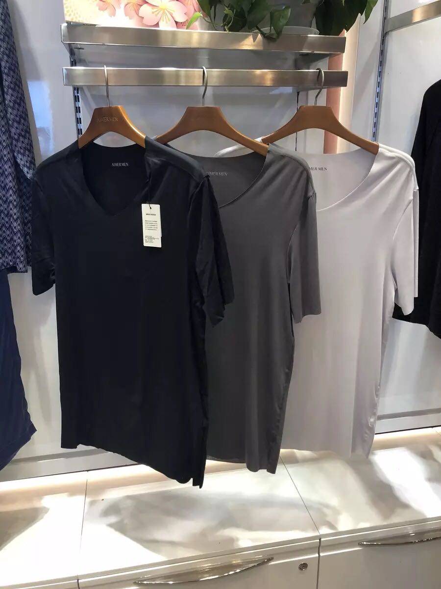 爱慕先生内衣半袖NS12A601莫代尔针织无痕上衣短袖t恤男士家居服