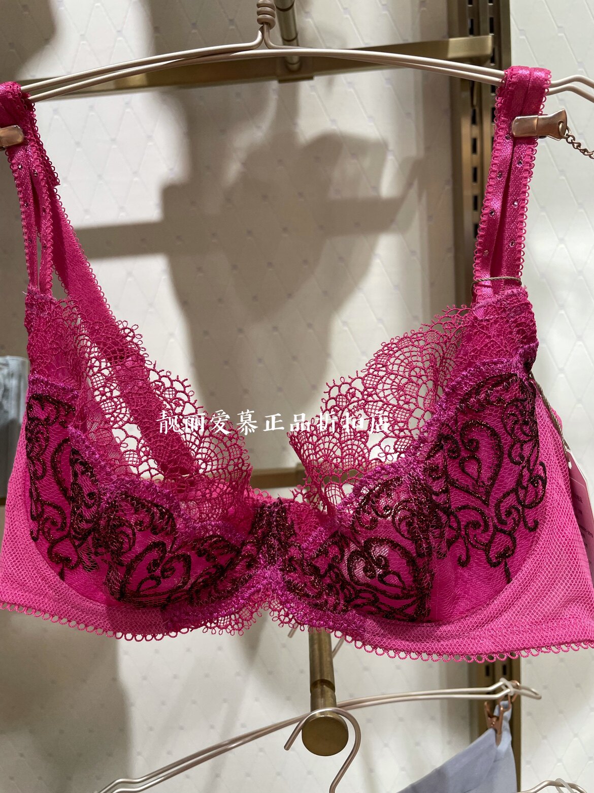 爱慕新品lc13kf1兰卡文魅惑网纱刺绣内衣女3/4薄杯性感蕾丝边文胸