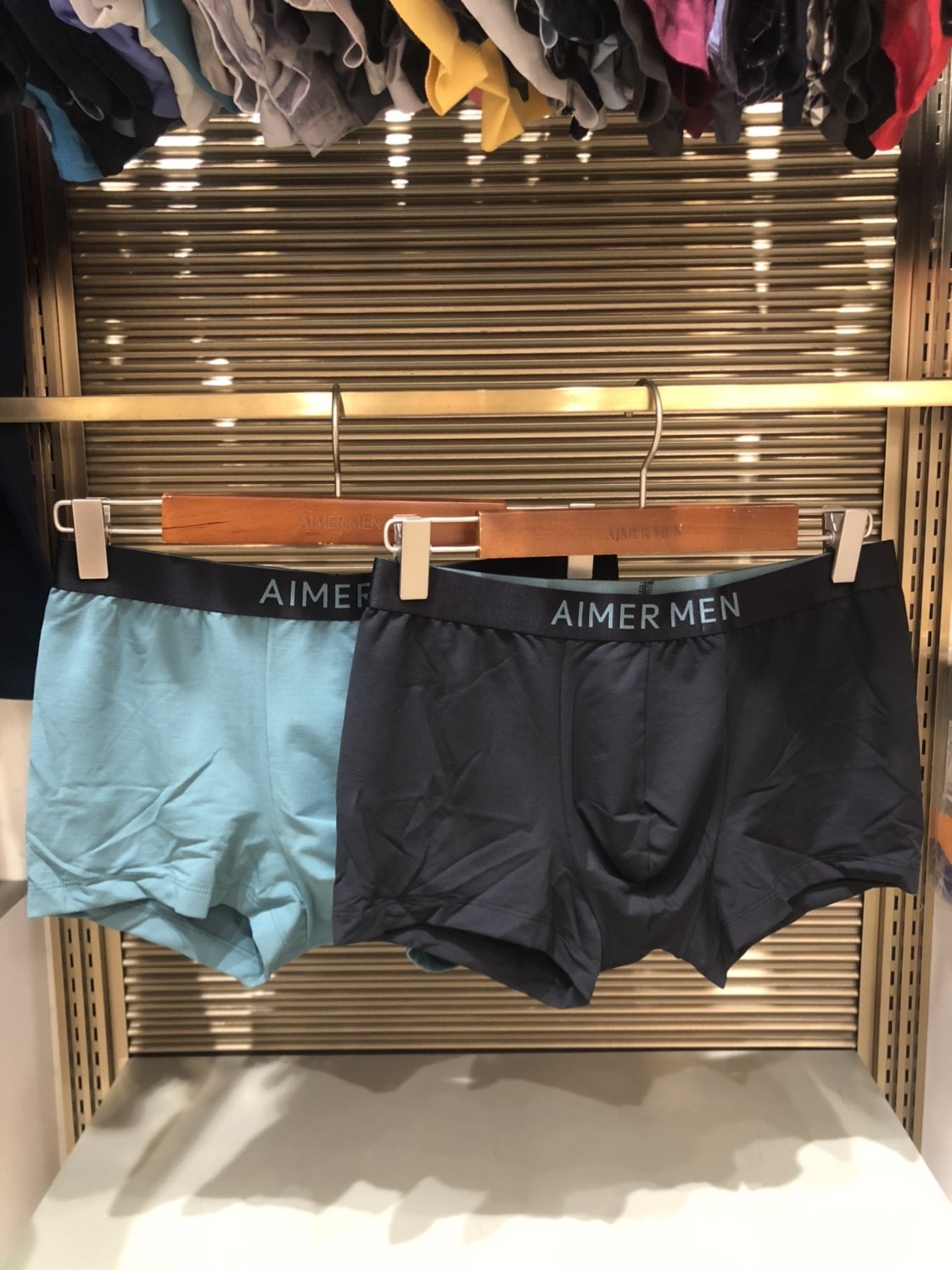 AIMER men爱慕先生基础款男士中腰平角内裤NS23F241舒适透气短裤