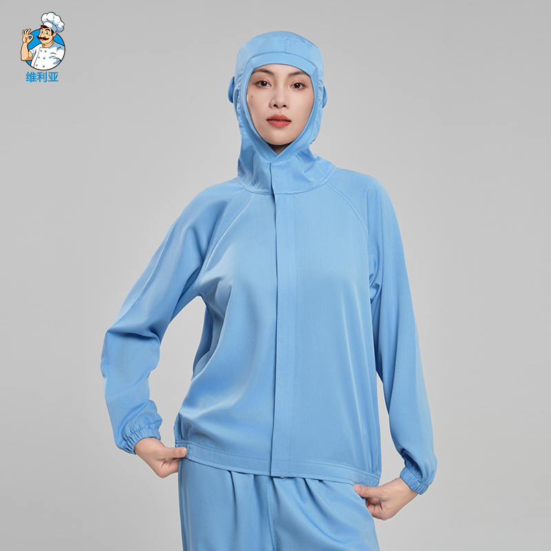 食品厂工作服套装男女白色分体