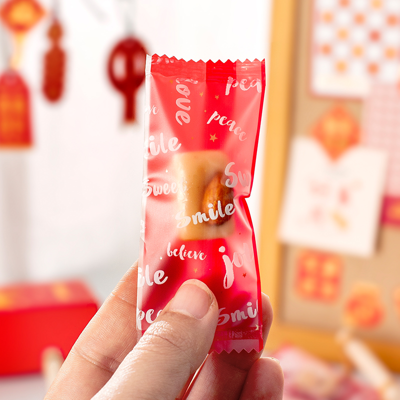 红色英文糖果包装袋200个