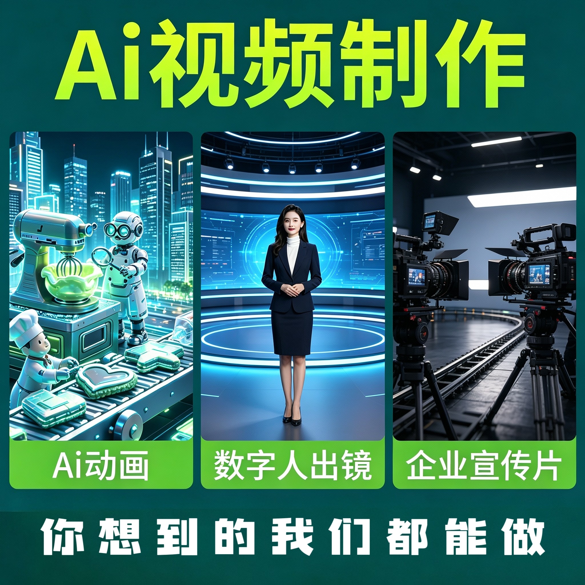 视频制作剪辑接单企业宣传片短视频抖音拍摄后期动画主图广告aegc