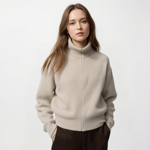 女装舒芙蕾拉链针织开衫