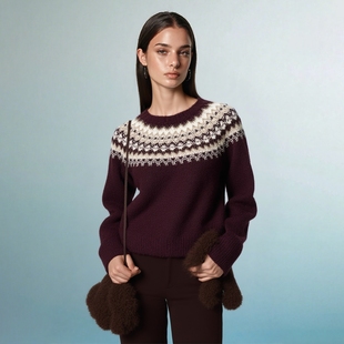 2025秋冬新款 保暖毛衣毛衫 479233 费尔岛风圆领针织衫 官网249女装