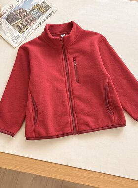童装男童女童摇粒绒拉链茄克长袖外套2025秋冬新款保暖夹克478141