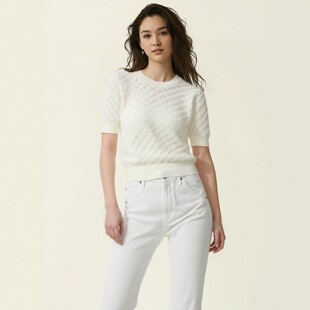 时尚 毛衣毛衫 女装 短袖 春夏舒适百搭485574 棉质圆领针织衫 2026新款