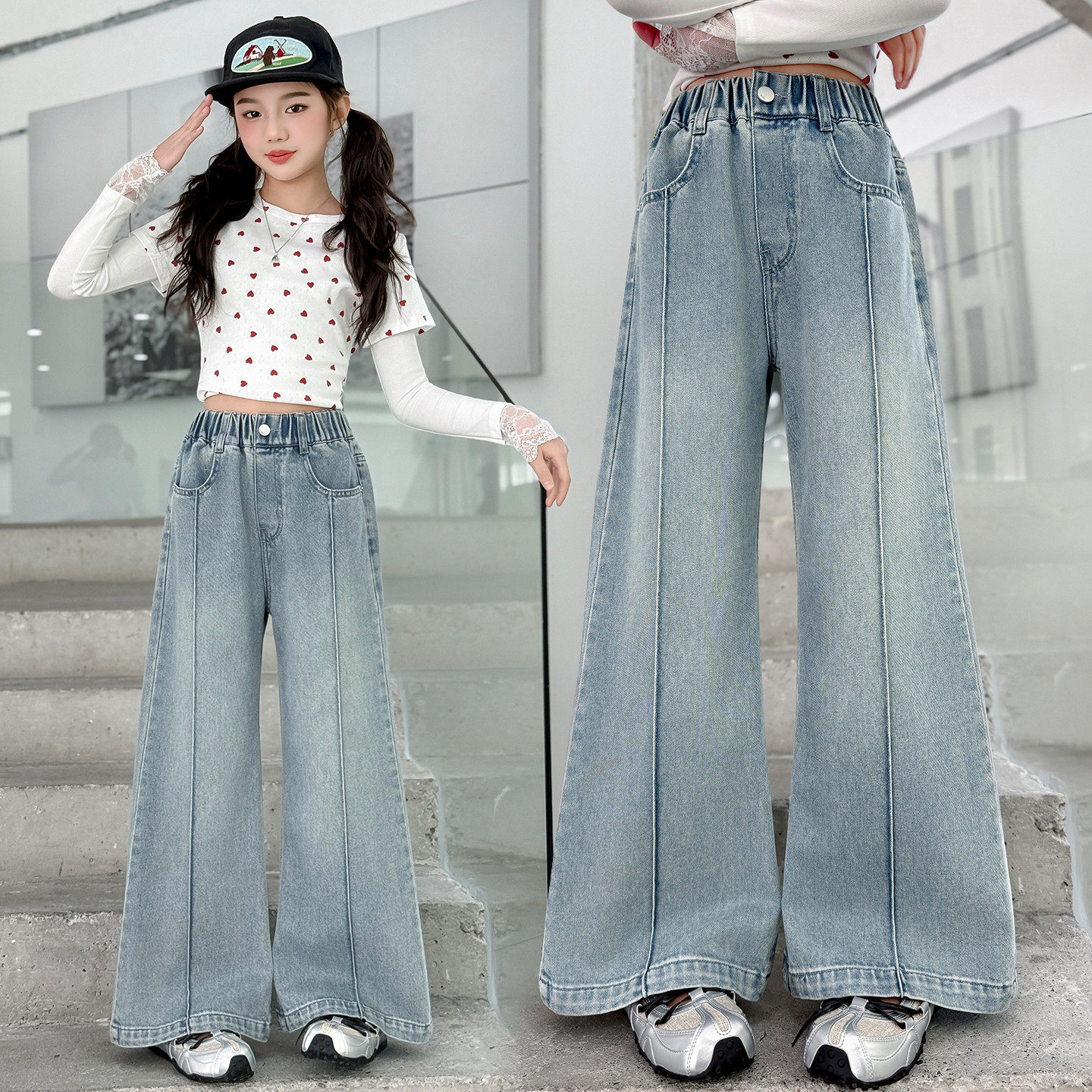 女童牛仔裤春季新款洋气儿童宽松休闲直筒裤子中大童显瘦阔腿裤潮,童装/婴儿装/亲子装,儿童牛仔裤,淘宝优惠券,粉丝福利购,淘宝优惠卷
