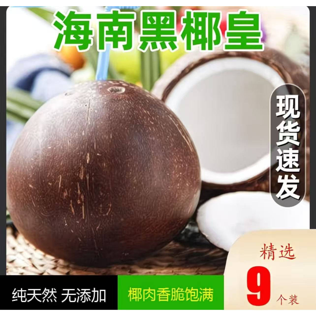 海南牛奶黑椰皇冻椰子小椰皇水耶子当季水果产地直发老椰子肉椰汁