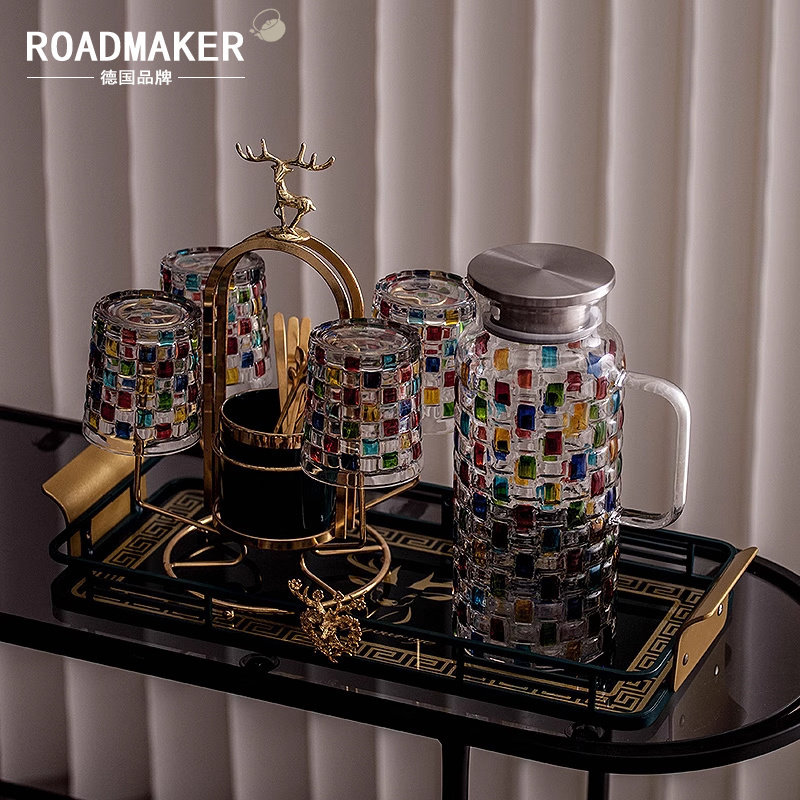 ROADMAKER冷水壶套装家用复古风凉水壶北欧风现代玻璃水杯套装