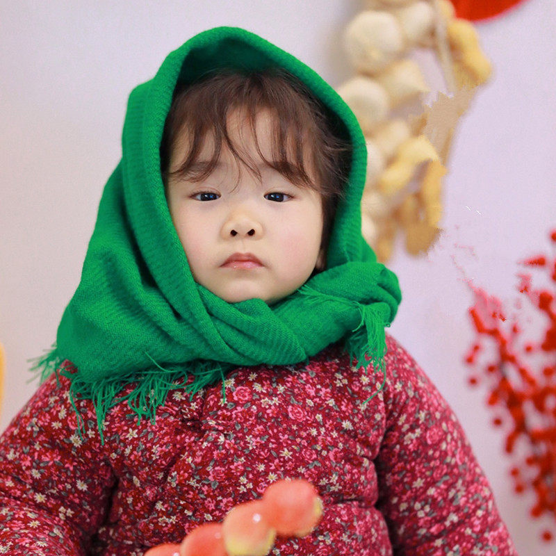 老式宝宝摄影头巾四方围巾围脖陕北农村碎花棉袄头巾影楼拍摄道具