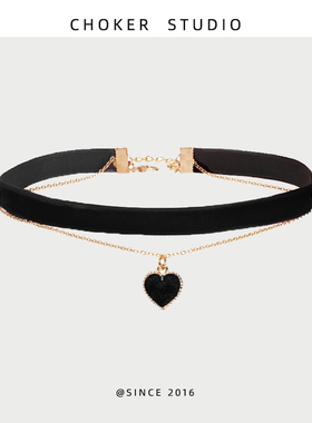 黑色丝绒choker项圈女颈带锁骨链项链颈链脖子配饰品chocker颈环