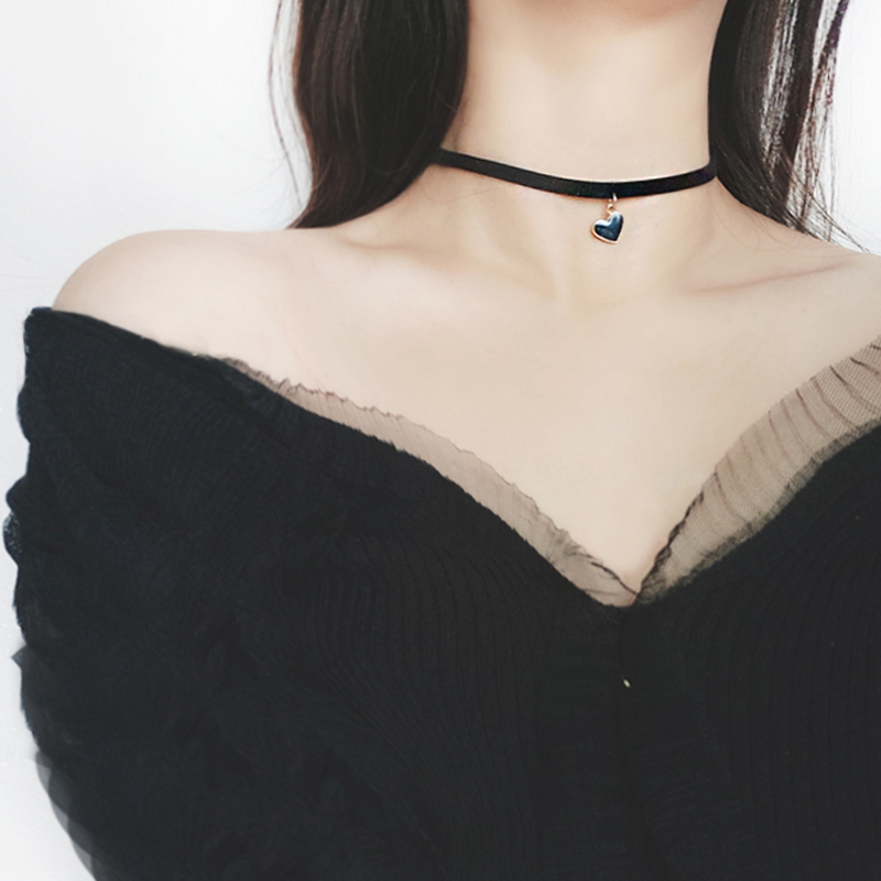 暗黑系爱心choker女日系锁骨链