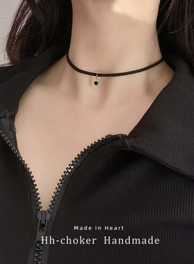 小星星choker黑色简约百搭锁骨链女颈链五角星项圈chocker项链