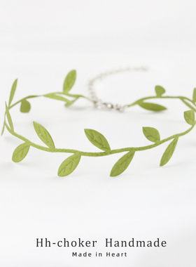 choker 森系超仙颈带少女心绿色树叶锁骨链女韩国项圈chocker学生