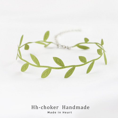 choker 森系超仙颈带少女心绿色树叶锁骨链女韩国项圈chocker学生