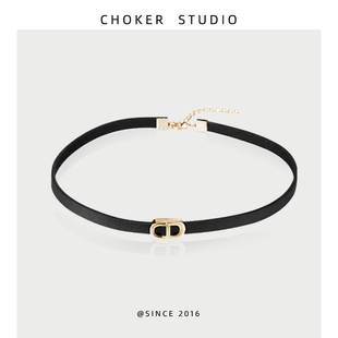 黑色choker锁骨链女猪鼻子项链短款轻奢小众颈链项圈chocker配饰
