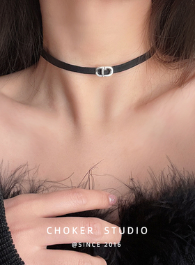 CD黑色锁骨链choker女项圈颈链短款脖子饰品项链简约百搭设计感