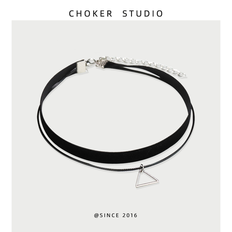 项链三角形女天鹅绒原宿chocker