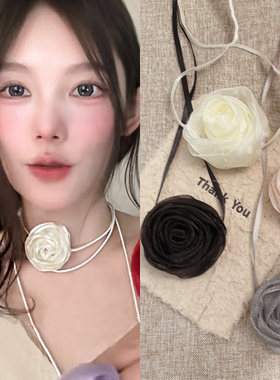 珠光纱花朵系带2024年新款项链