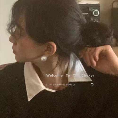 大灯泡高级感珍珠耳钉女