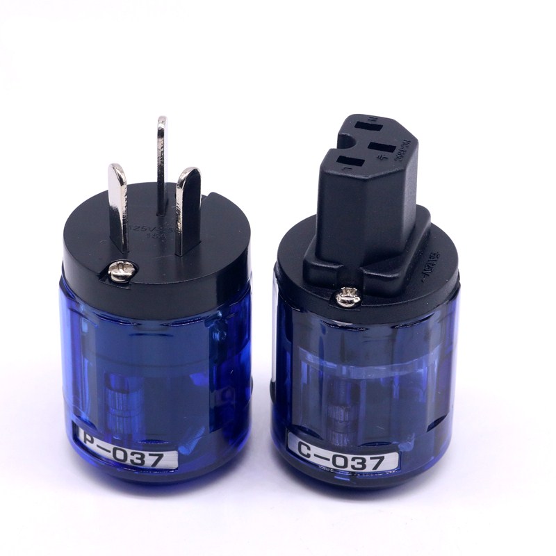 美标发烧电源头欧亚德 P-037 C-037纯铜镀佬国标电源插头尾插一套