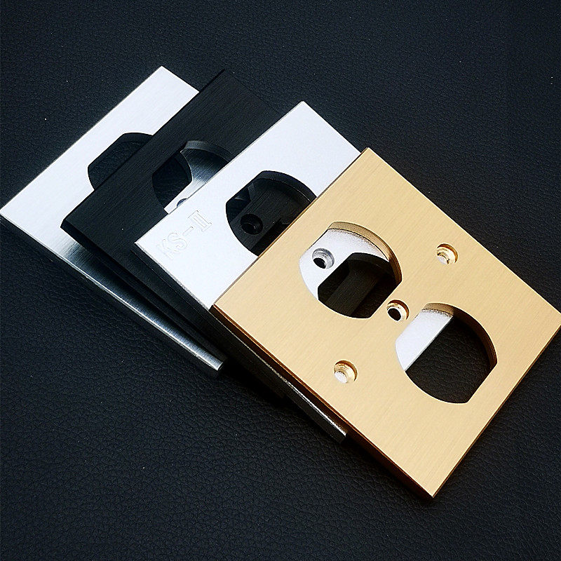 亚适86型 HiFi美标铝合金两位墙插美式电源插座面板荷宝瓦特通用