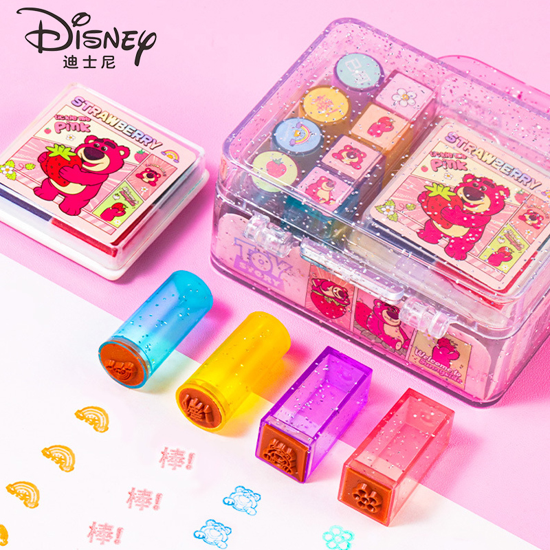 迪士尼儿童印章套装幼儿园儿童小学生用卡通可爱彩色鼓励印章新款小巧便携高颜值ins创意可水洗手账印章盖章