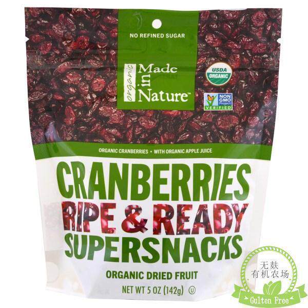 Made in Nature Organic Cranberries美国进口无麸质蔓越莓不加糖