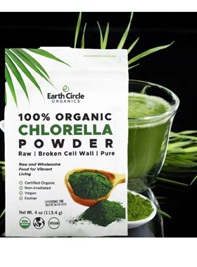 现货无碳水Earth Circle Organics Chlorella Powder小球藻粉破壁