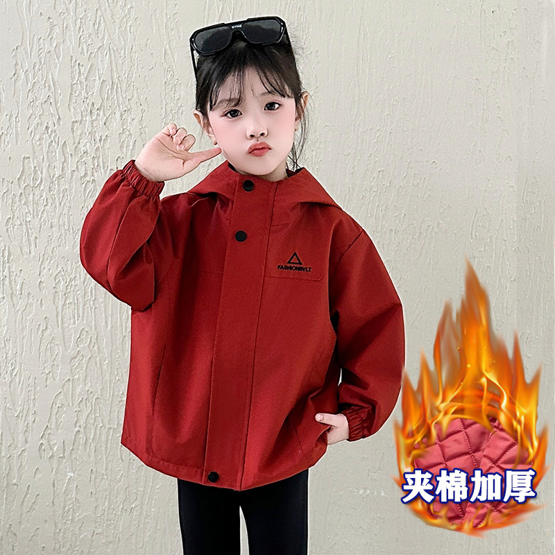 男童女童冲锋衣加厚外套秋冬新款