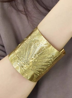 民族风复古纹银欧美雕花开口手镯