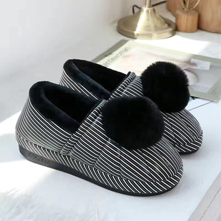 棉拖鞋女包跟情侣居家毛球皮质防水室内保暖厚底月子秋冬季棉鞋