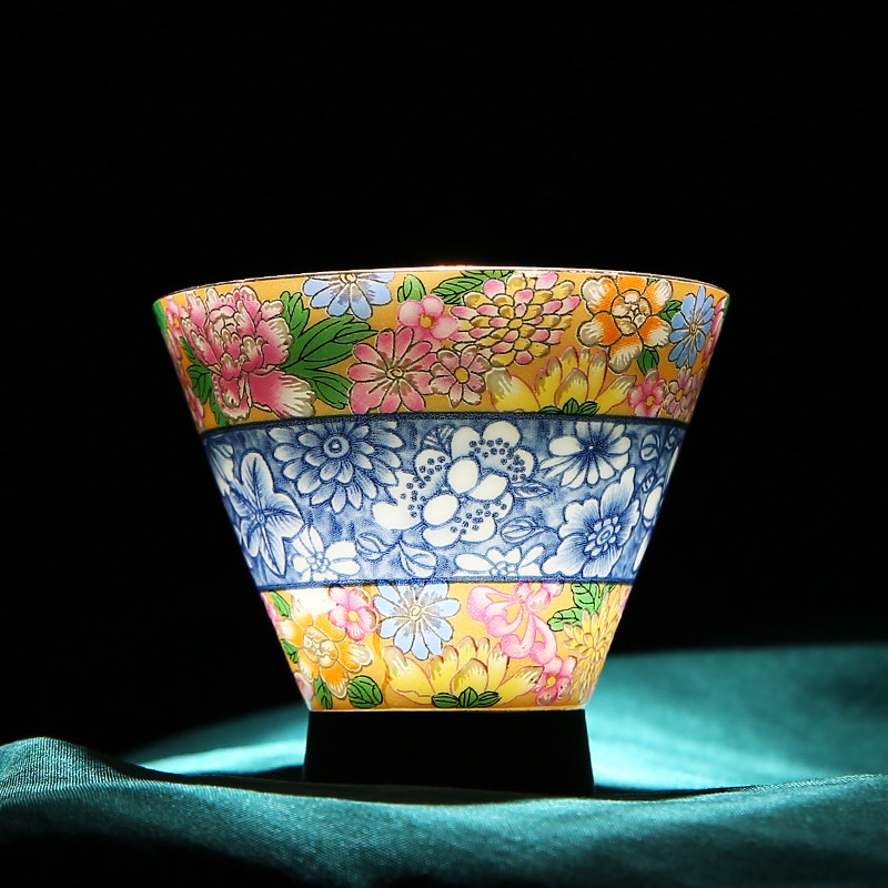 「千醉坊」珐琅彩陶瓷茶杯品茗杯小酒盅一口杯两装家用日式单杯,餐饮具,白酒杯,淘宝优惠券,粉丝福利购,淘宝优惠卷