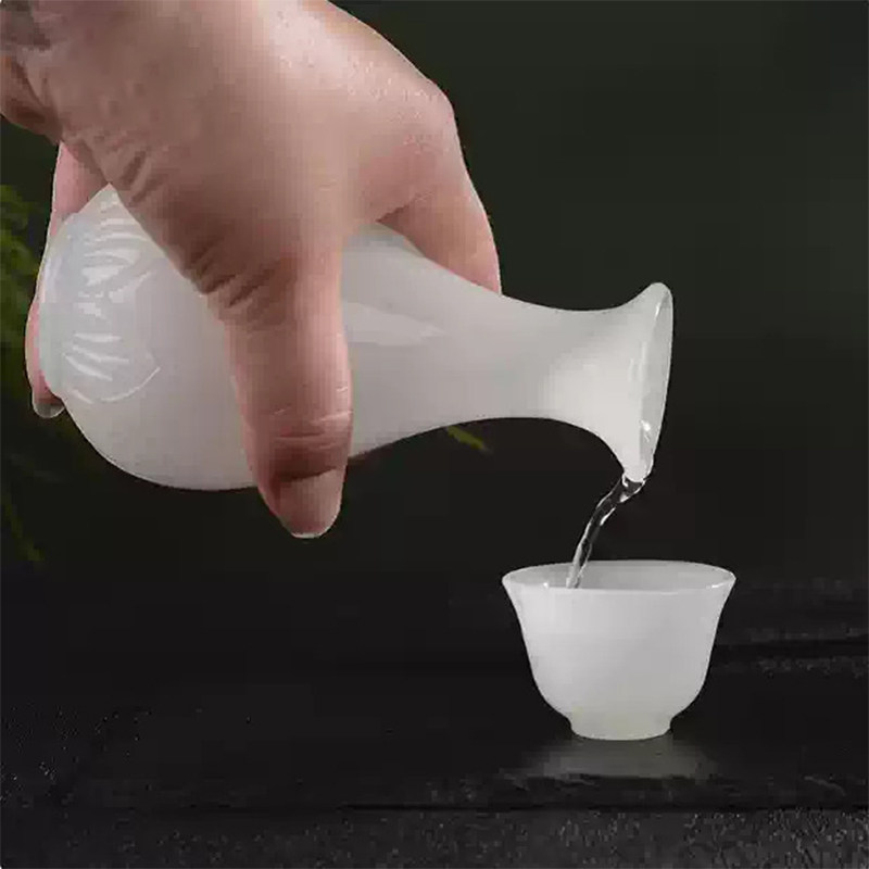 古风复古琉璃玉瓷清酒酒具套装玉石陶瓷白酒杯黄酒烫温小酒瓶古风