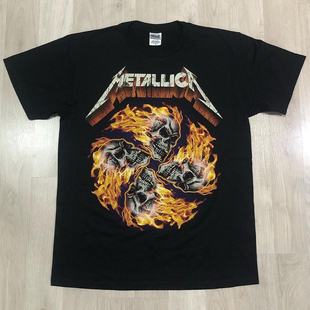 METALLICA重金属乐队摇滚骷髅头印花短袖vtg高街潮牌欧美复古T恤