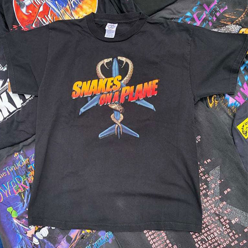 snakes on a plane航班蛇患美式复古oversize宽松潮牌纯棉短袖t恤