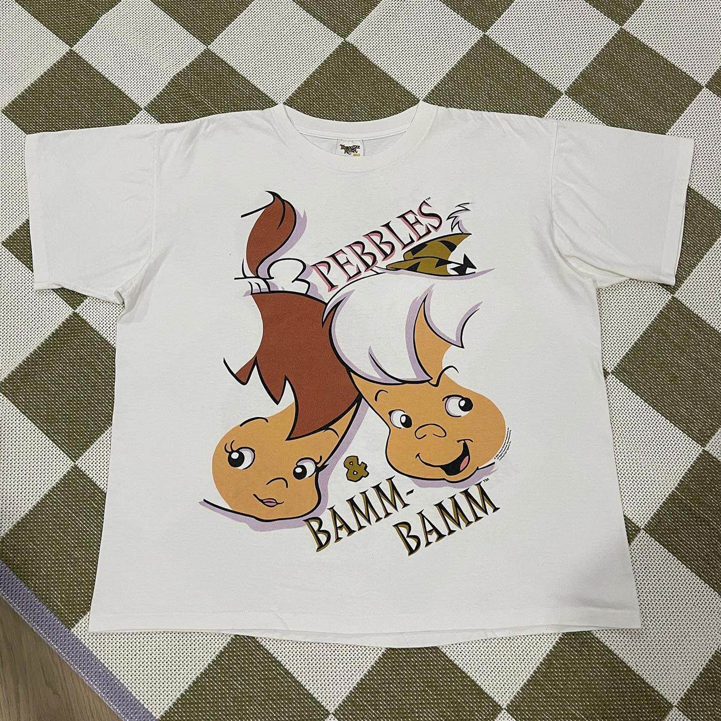 The Flintstones摩登原始人卡通动漫印花短袖VTG高街潮牌纯棉T恤