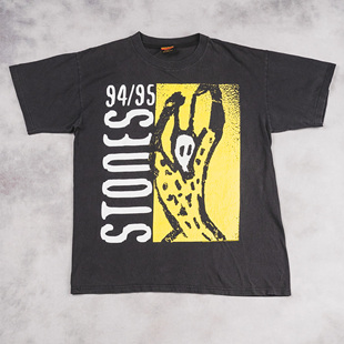 滚石乐队欧美复古街头摇滚短袖hophip嘻哈潮牌落肩款重磅纯棉T恤